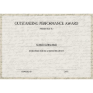 Outstanding Performance Award Certificate thumb
